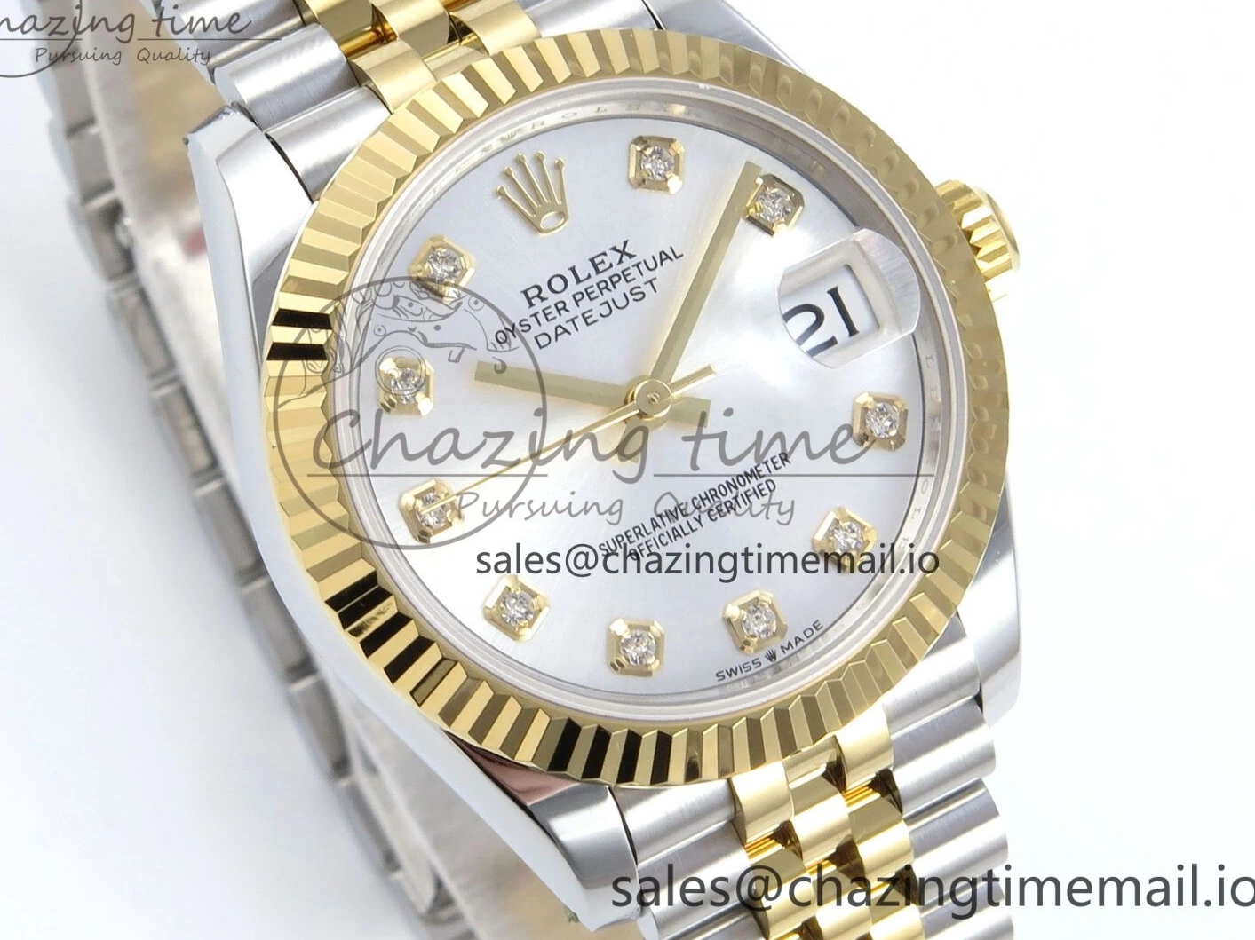 0214 DateJust 31 278273 ARF 1:1 Best Edition 904L Steel Silver Diamonds Dial on SS YG Jubilee Bracelet ETA TechFriendly 571